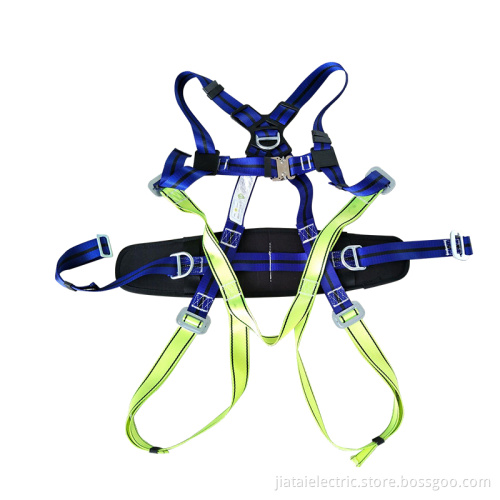 Fall Protection Climbing Roof Safety Harness with 5 D Ring and Double Lanyard
